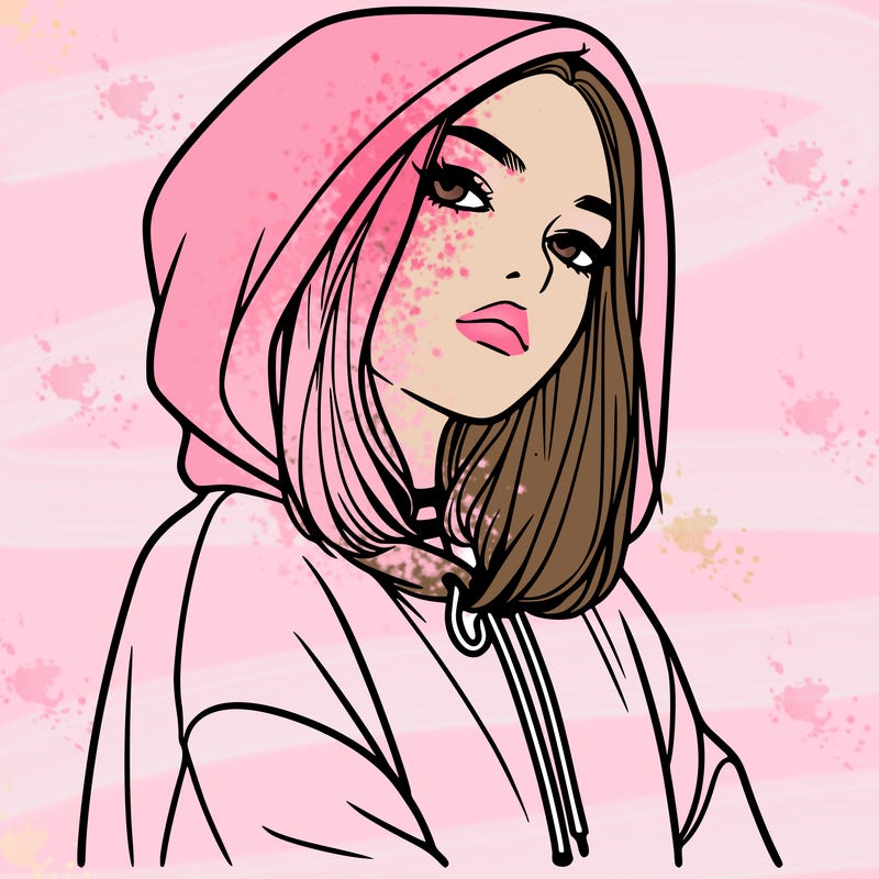 a realistic girl in a hoodie