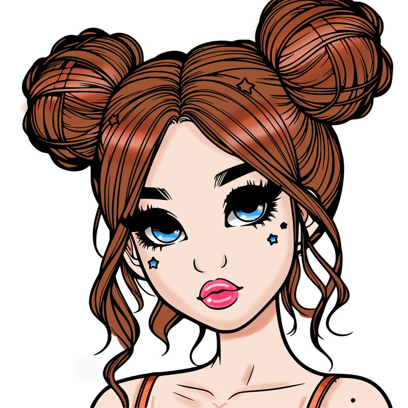 realistic girl with space buns
