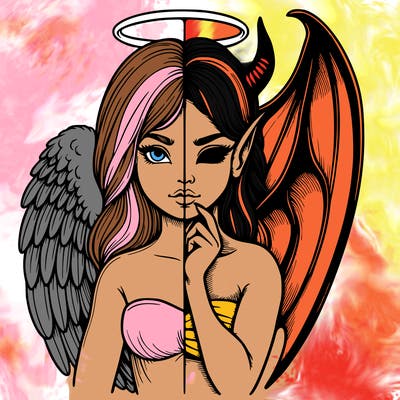 realistic angel half demon