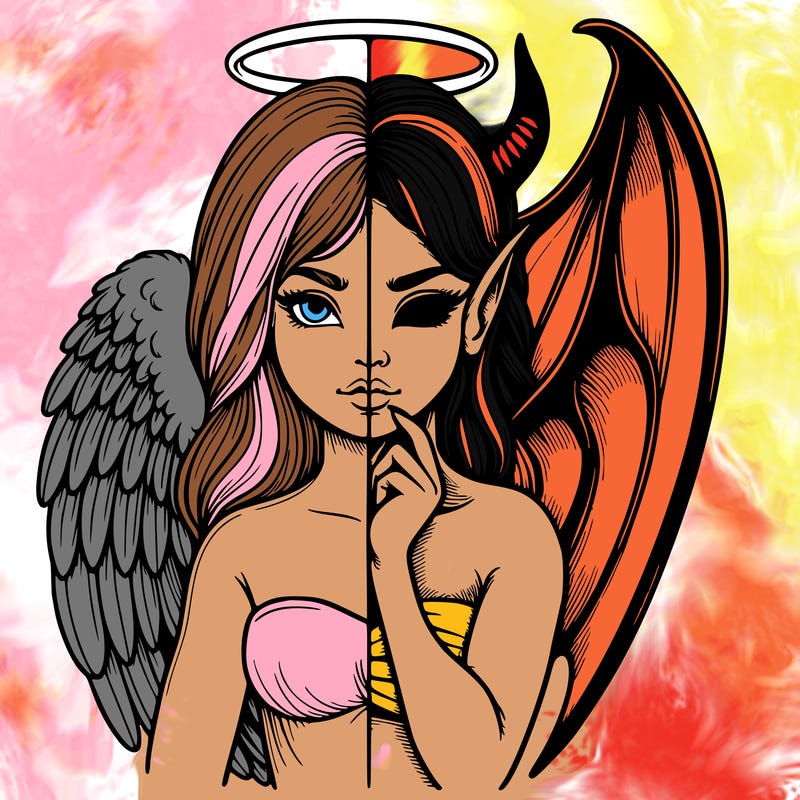 realistic angel half demon