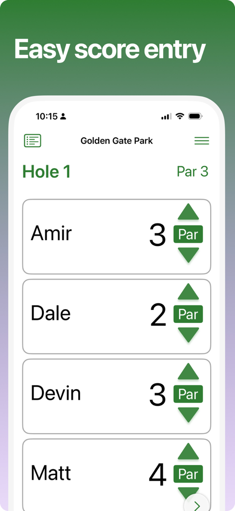 Under Par Scorecard - Sports App | MWM
