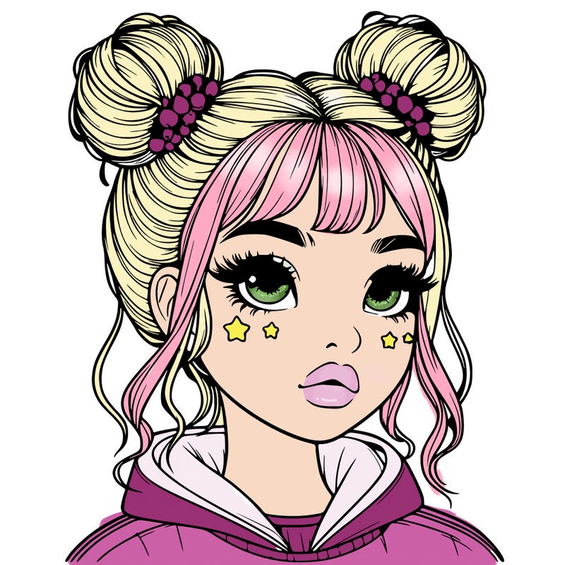 realistic girl with space buns