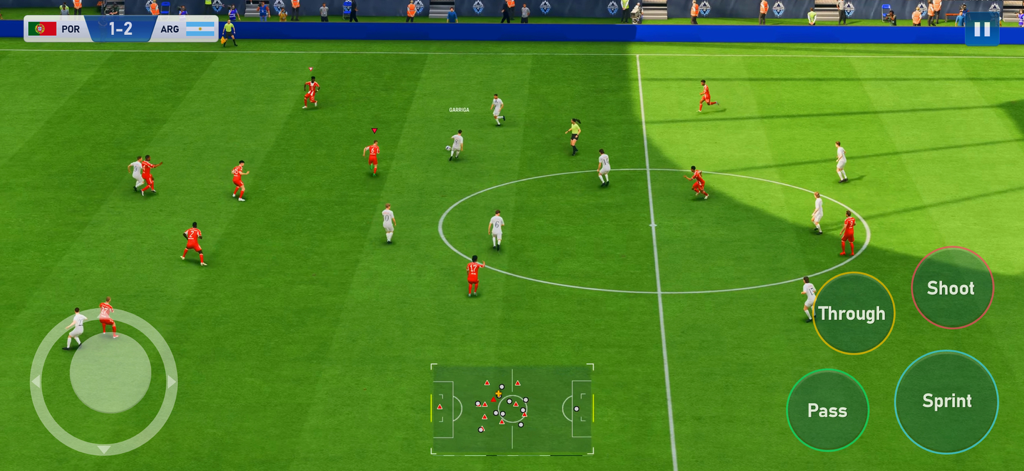 Football 2025 - Soccer Games - Mobile gameplay of Football 2025 soccer match between Portugal and Argentina with on screen controls