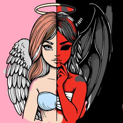 realistic angel half demon