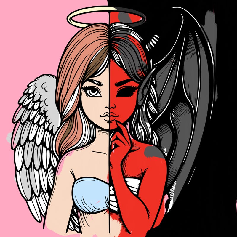 realistic angel half demon