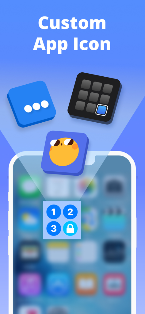 A selection of custom app icons to disguise the photo lock vault on a smartphone home screen