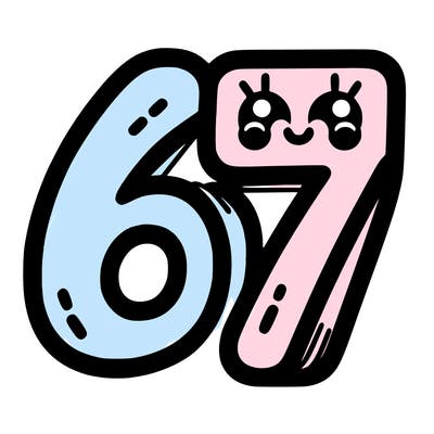 the numbers 67
