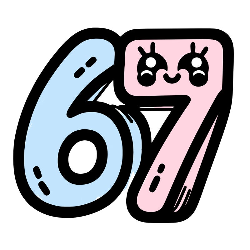 the numbers 67