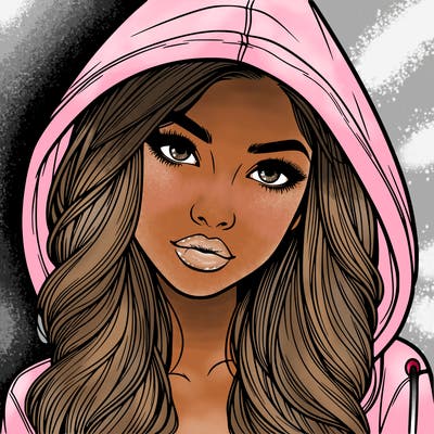 realistic beautiful girl with a hood on