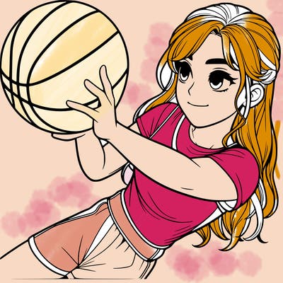 realistic girl playing basketball