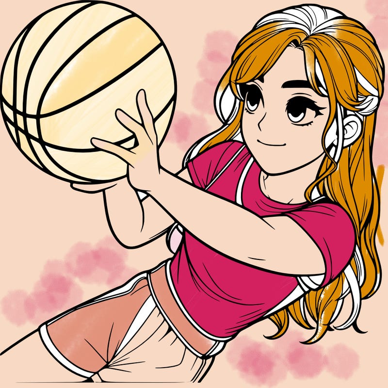 realistic girl playing basketball