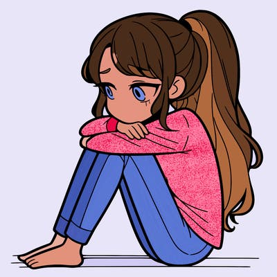 lonely young woman who is sad