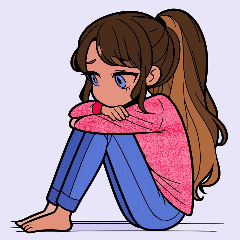 lonely young woman who is sad