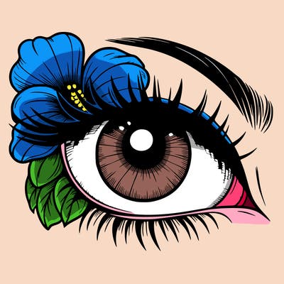 realistic eye with flower