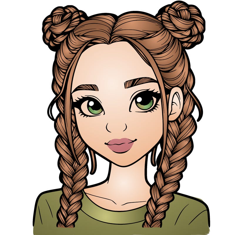 realistic girl with braids
