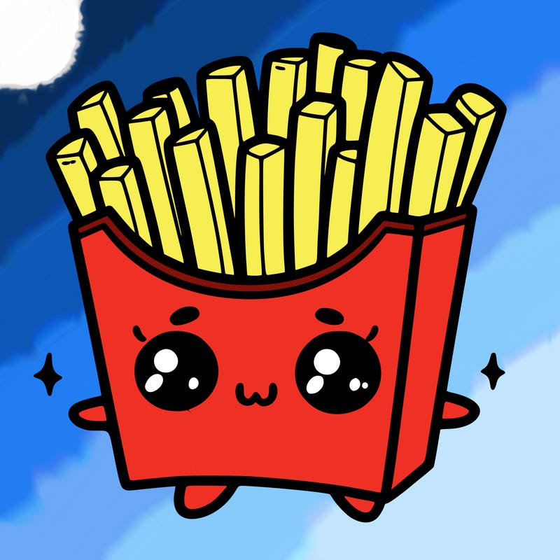 a cute. french fries