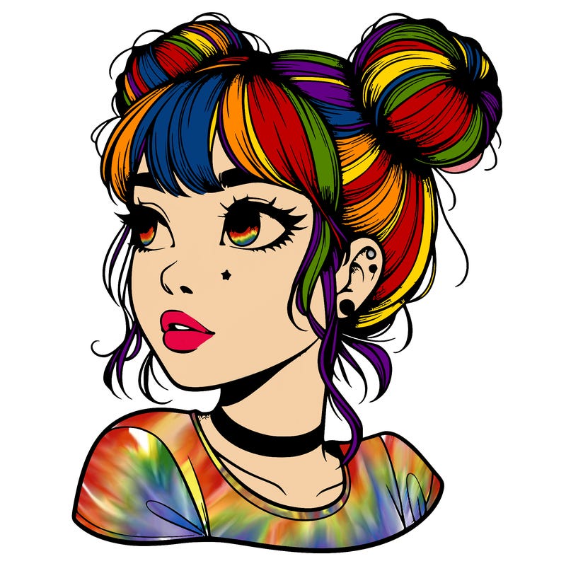 realistic girl with spacebuns
