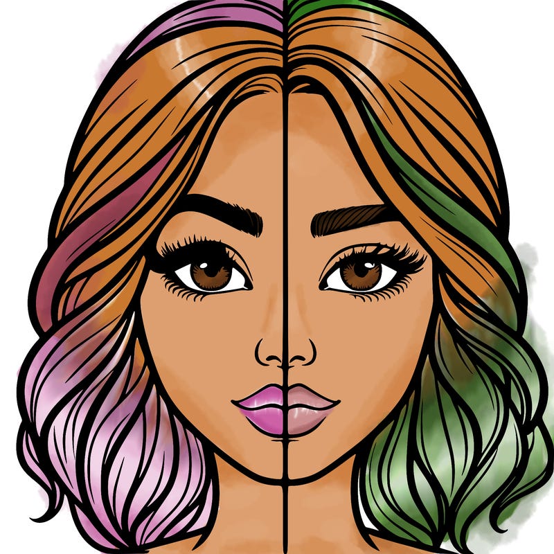 realistic girl split half