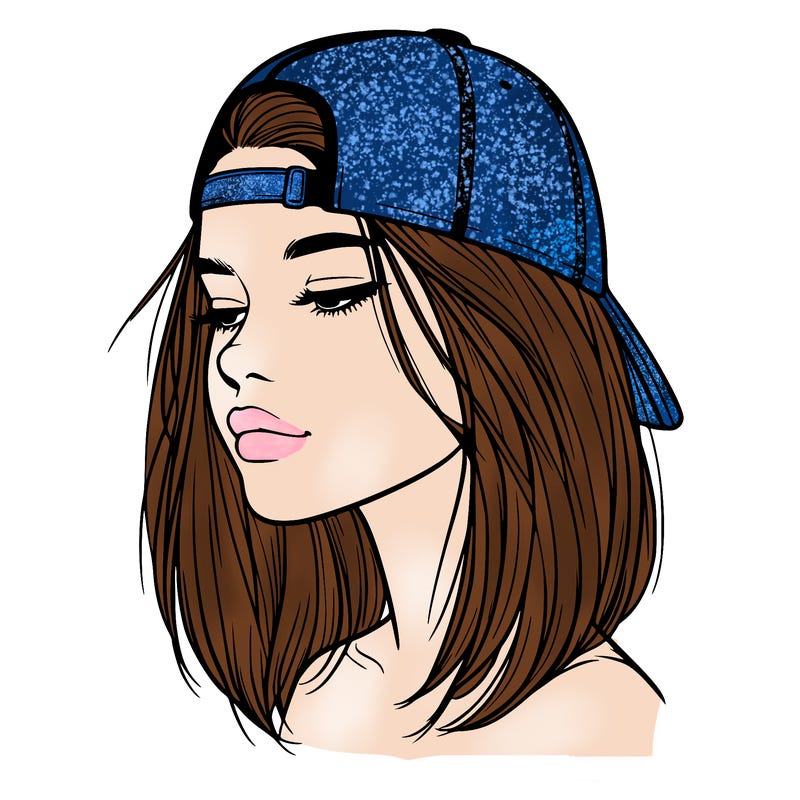 realistic  girl with a backwards hat