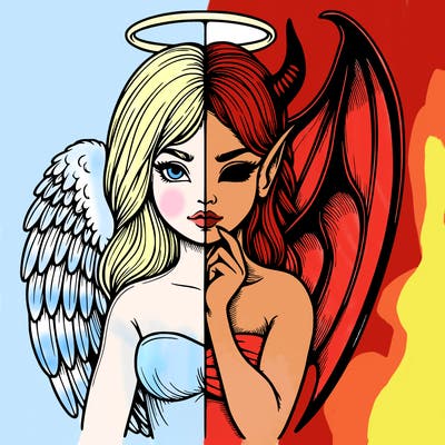 realistic angel half demon