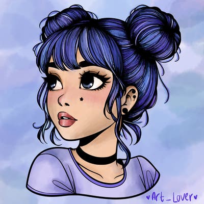 realistic girl with spacebuns
