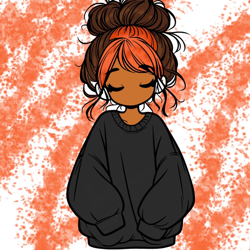 girl with baggy sweatshirt and messy bun