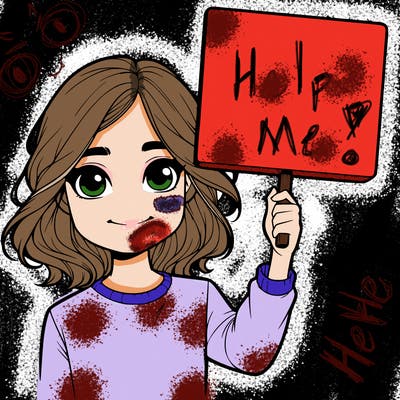 realistic girl holding up a sign