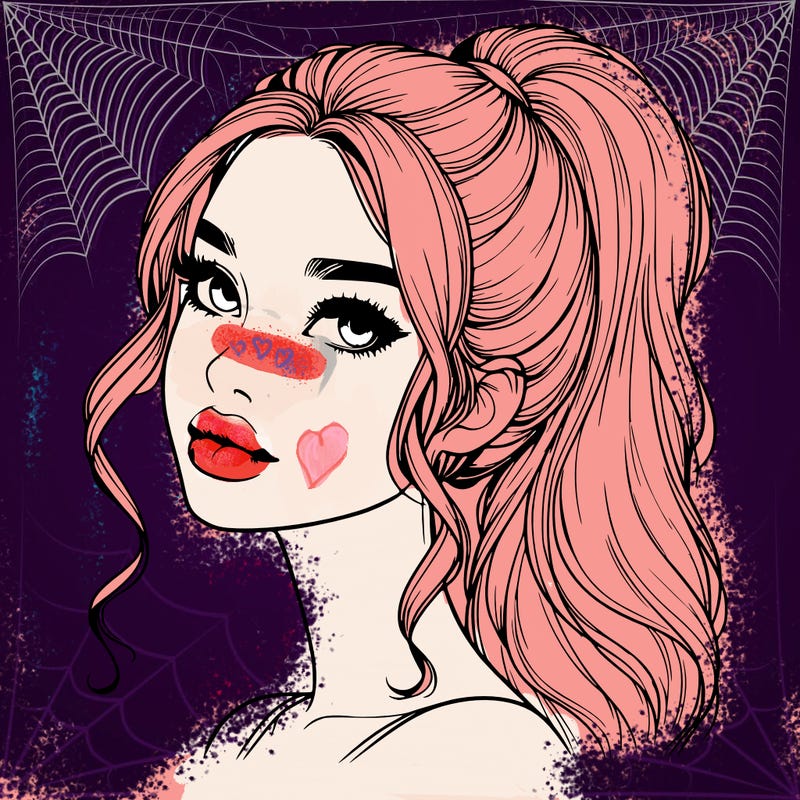 realistic girl with a ponytail on her hair and lips