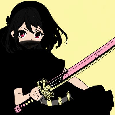 manga girl with a sword in a cool pose.