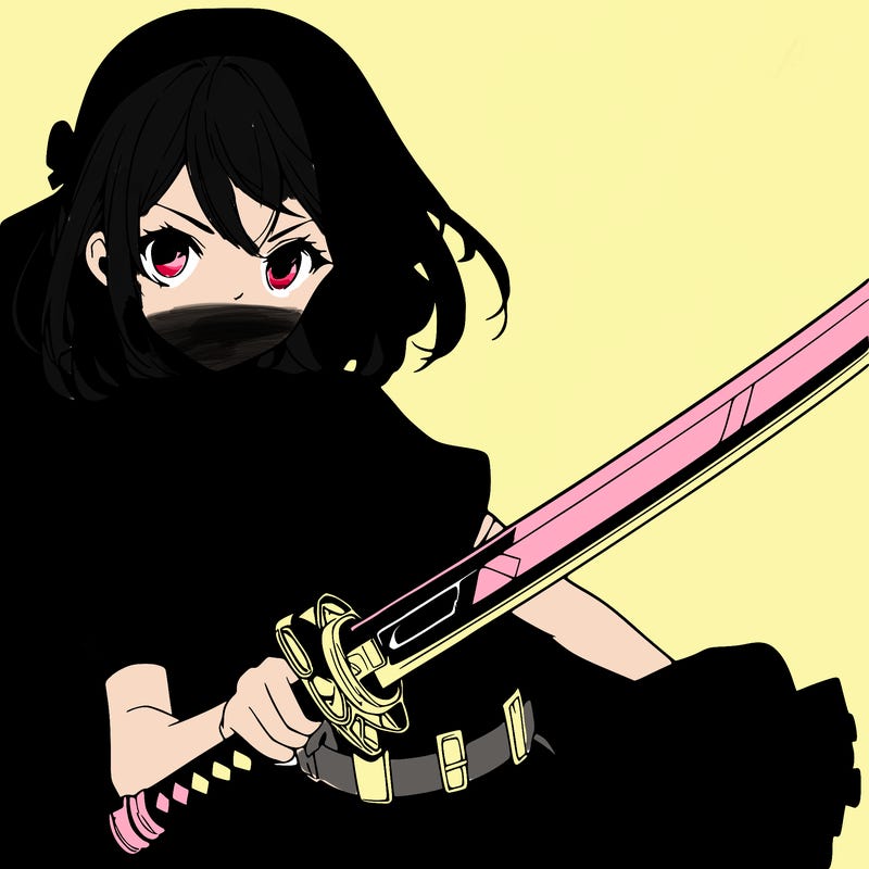 manga girl with a sword in a cool pose.