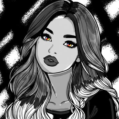 realistic girl with hair on her hair and lips