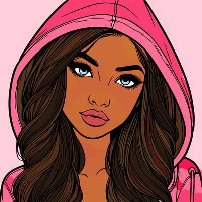 realistic beautiful girl with a hood on