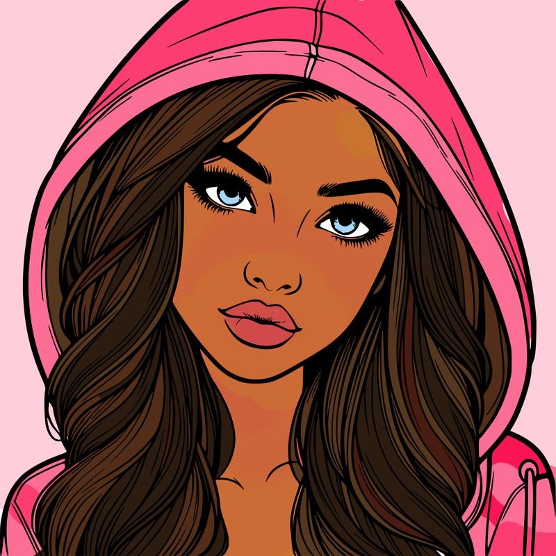 realistic beautiful girl with a hood on