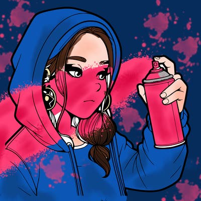 a realistic girl, spray painting