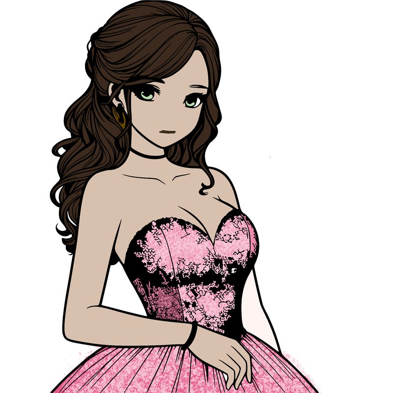 realistic girl in prom dress