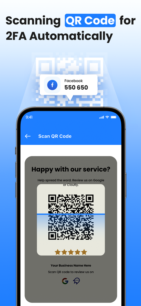 Two Factor Authenticator 2FA - QRコードをスキャンして、スマートフォンで2要素認証を自動設定しています。