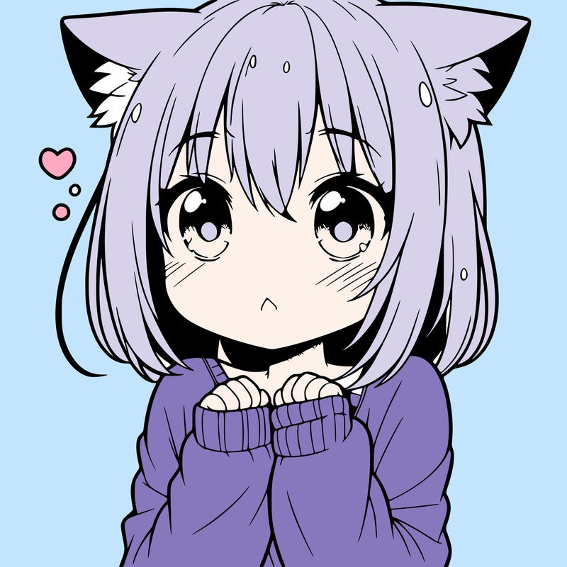 shy anime catgirl