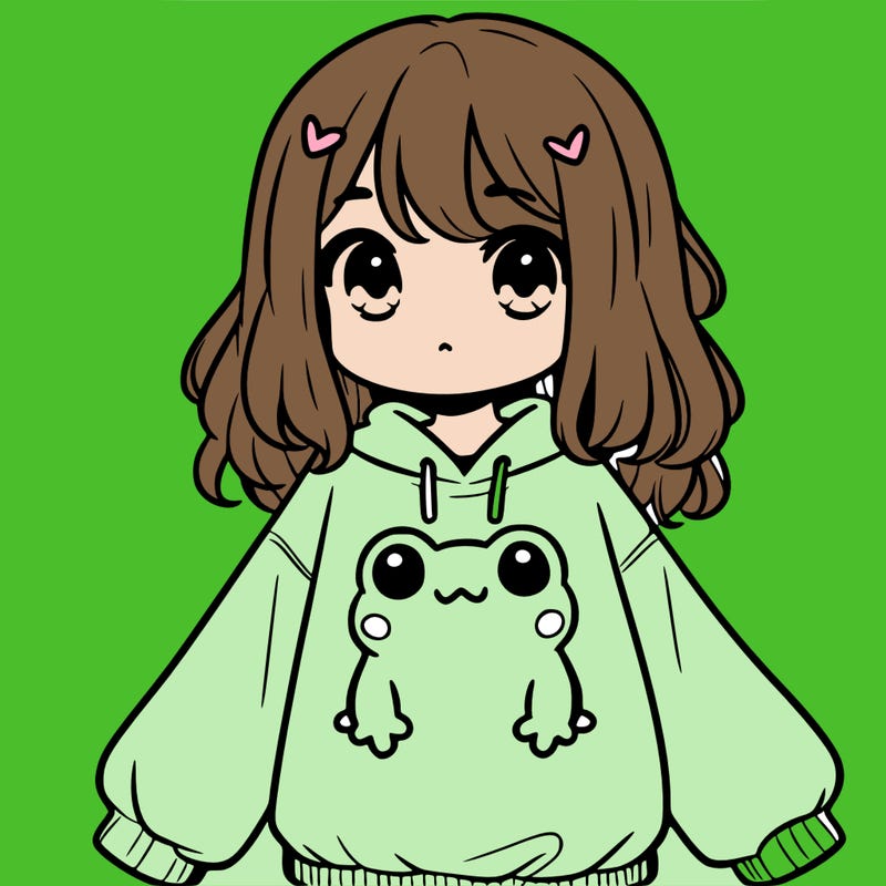 girl wearing frogging sweatshirt