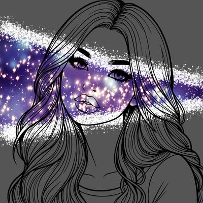 realistic girl with hair on her hair and lips