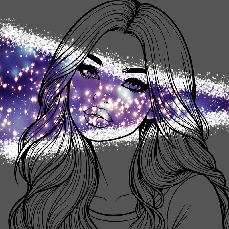 realistic girl with hair on her hair and lips