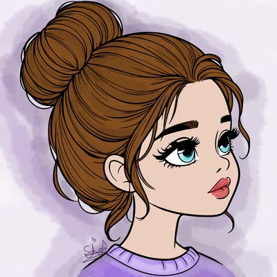 realistic girl with bun