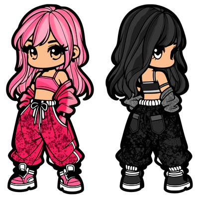 girl in crop top and baggy pants