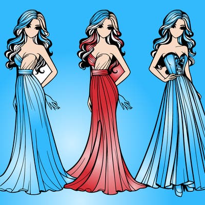 beautiful woman in long silky dress