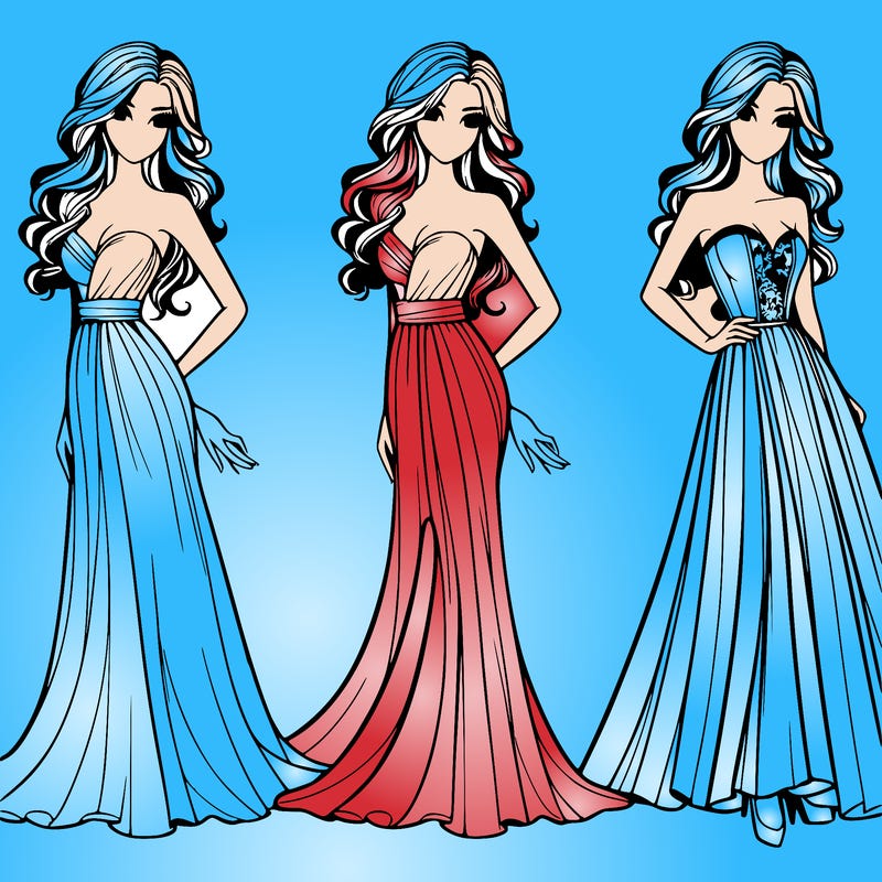 beautiful woman in long silky dress