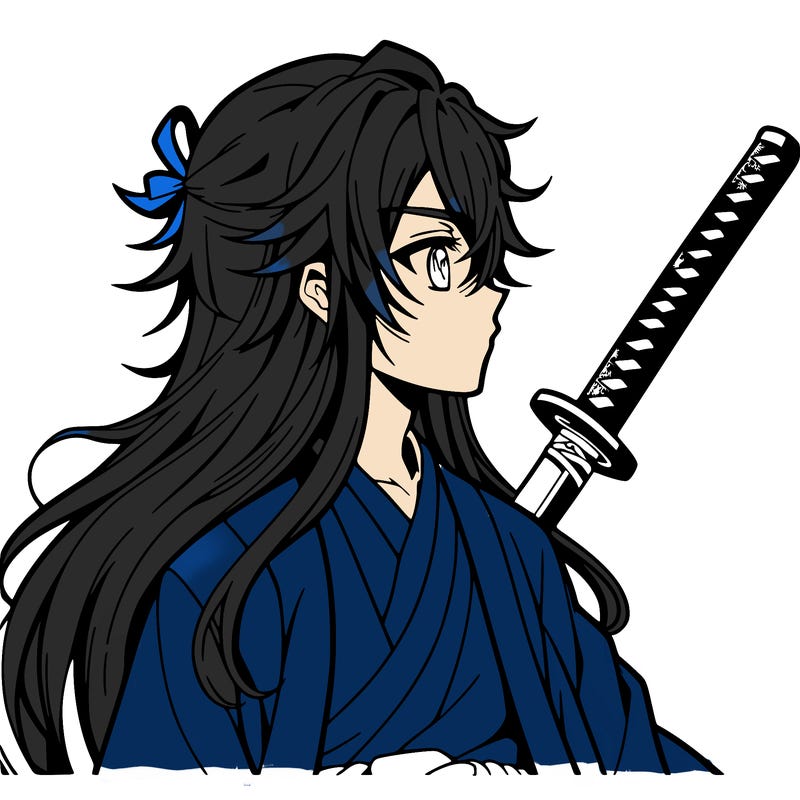 anime boy, long hair, sword