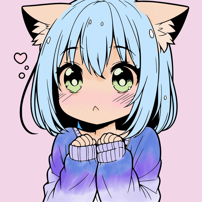 shy anime catgirl