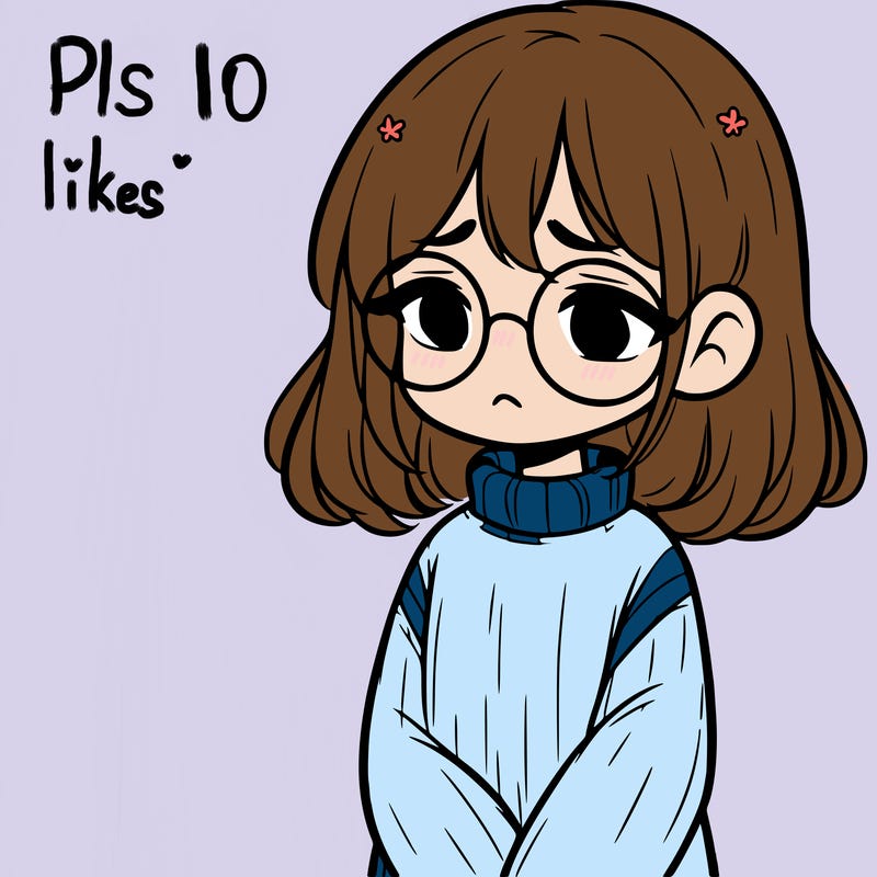sad girl with glasses in a sweater