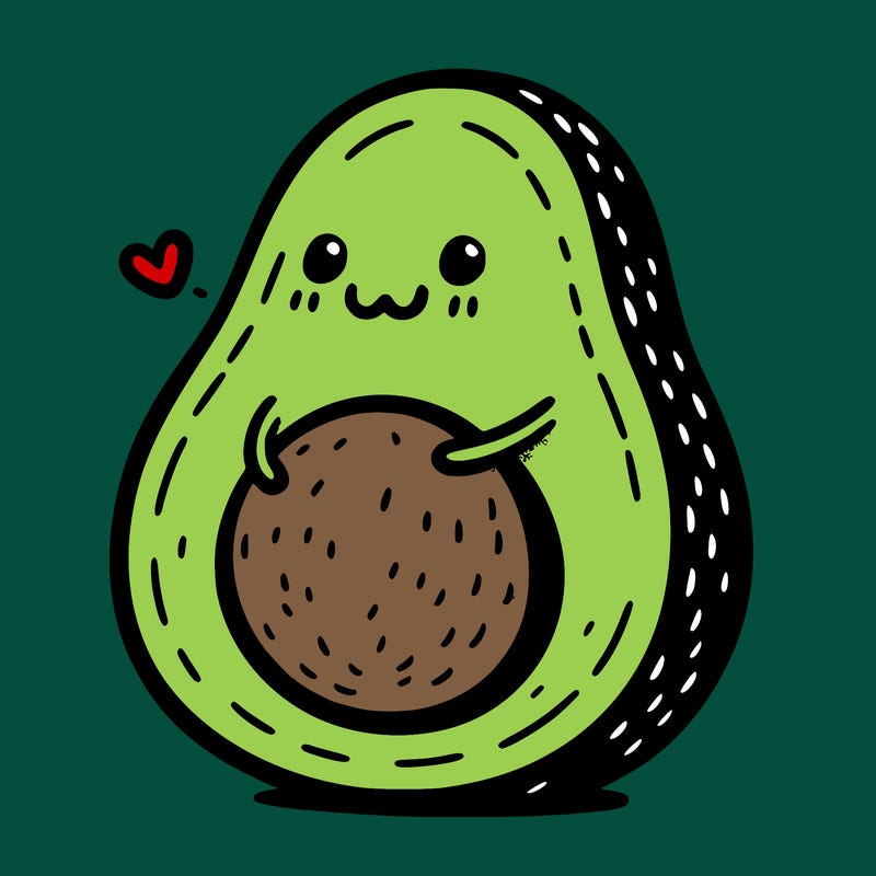 an avocado hugging an avocado