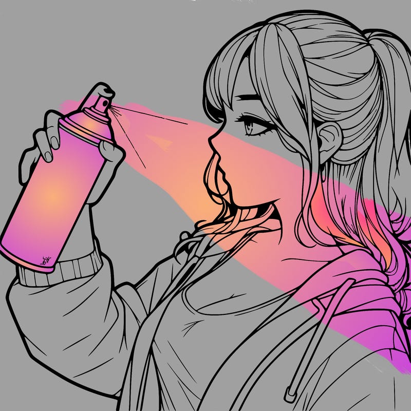 a realistic girl spray, painting