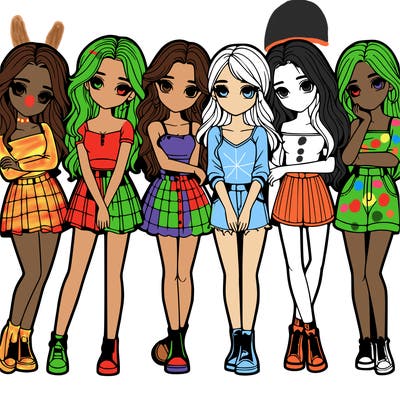 a group of girls realistic